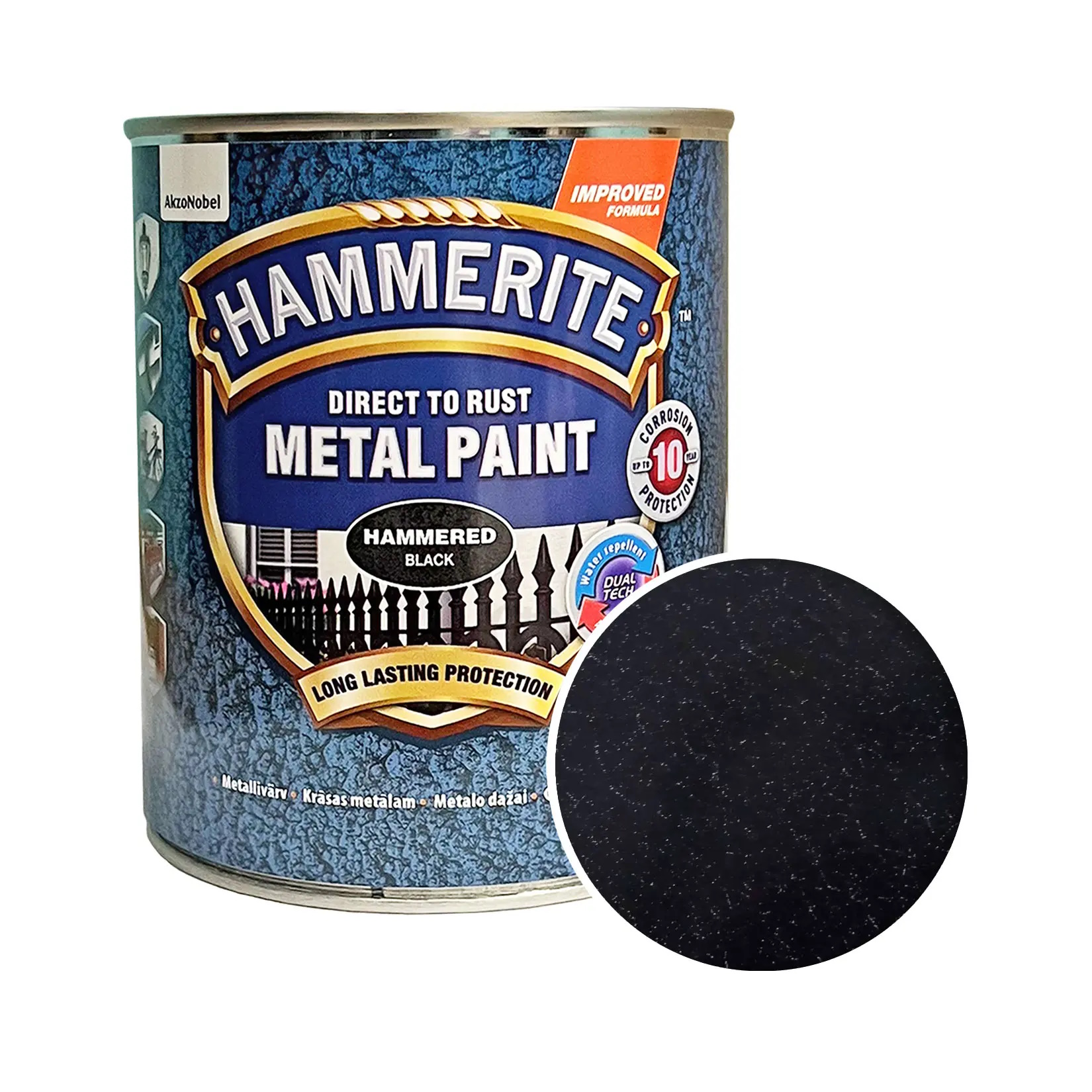 Hammerite Фарба по металу молоткова — Чорна 0,7 л