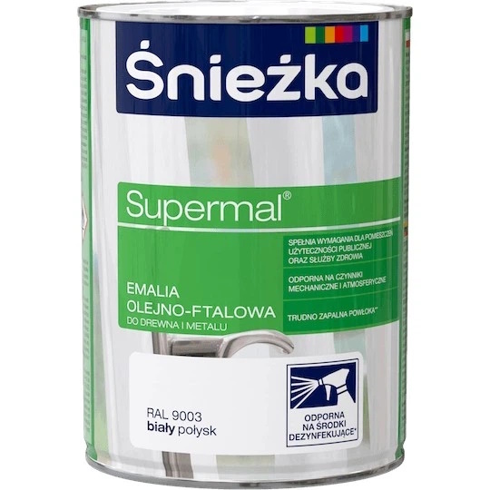 Sniezka Supermal Емаль олійно-фталева біла глянцева 0,8л