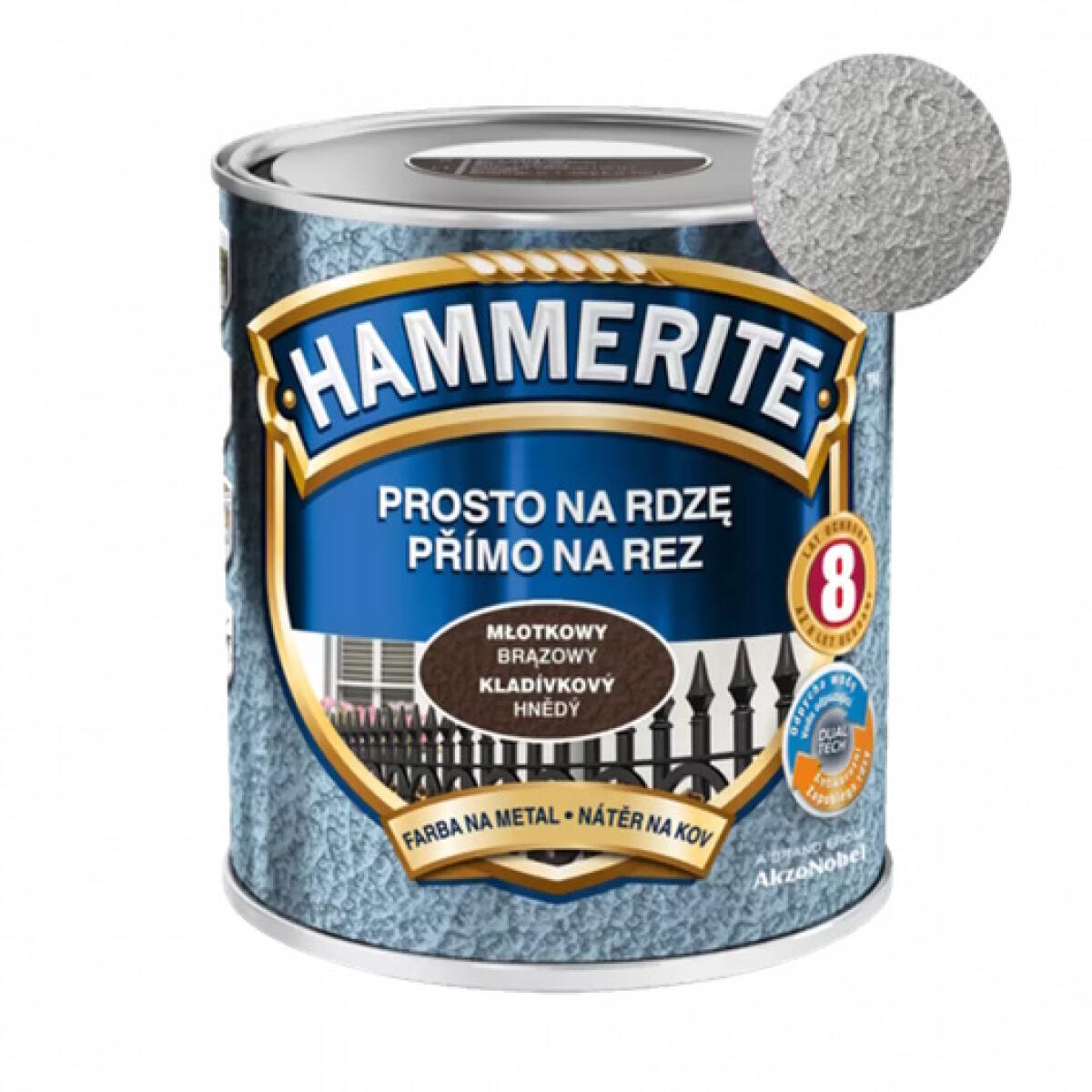 Hammerite Фарба по металу молоткова Сіра 0.7 л