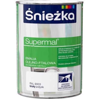 Sniezka Supermal Емаль олійно-фталева біла глянцева 0,8л